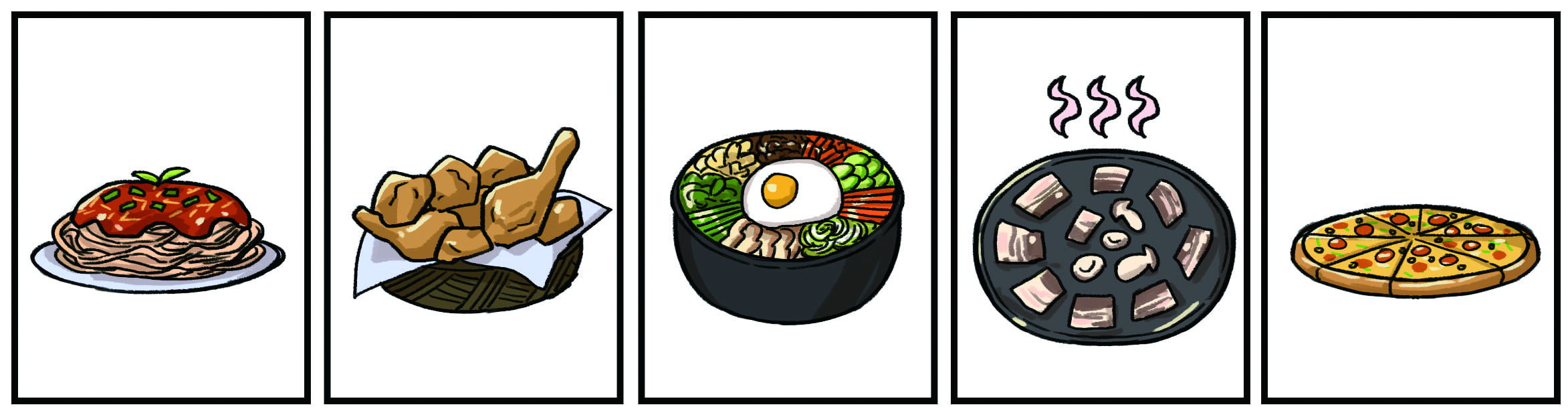 음식 카드 5개
