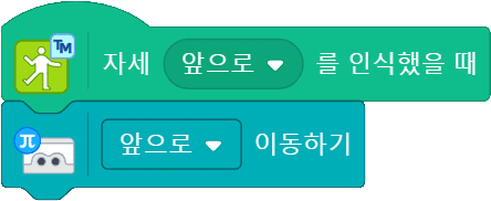 자세 앞으로를 인식했을때 코딩 블록